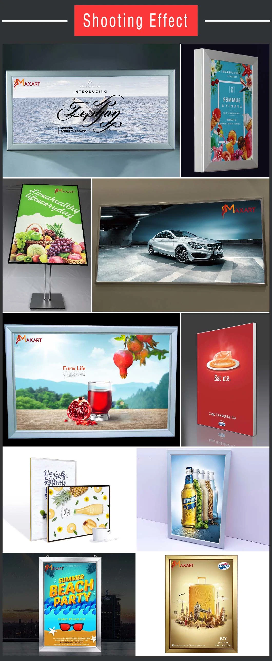 Aluminum Store Front Poster Advertising LED Ultra Slim Light Box