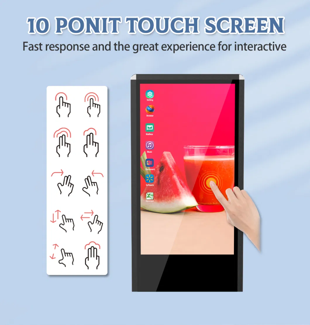 55 Inch LCD Totem Kiosk Touch Screen Digital Signage and LCD Advertising Display for Menu Board