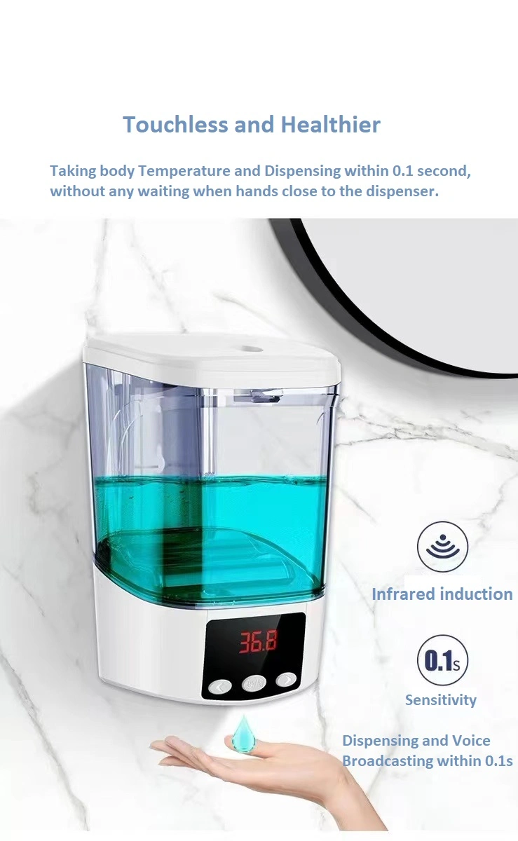 Infrared Induction Soap Dispenser 700ml Voice Broadcast Temperature Alarm