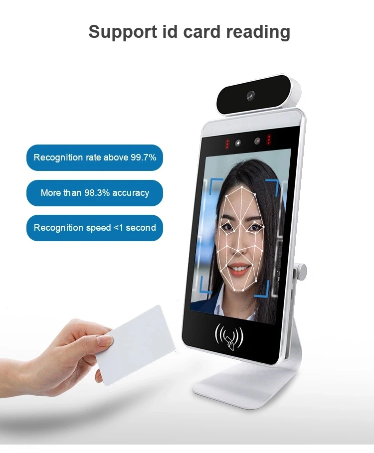 8 Inch Body Temperature Detecting Kiosk with Facial Recognition, Automated Temperature Check Screening Temperature Measurement Kiosk with Face Camera